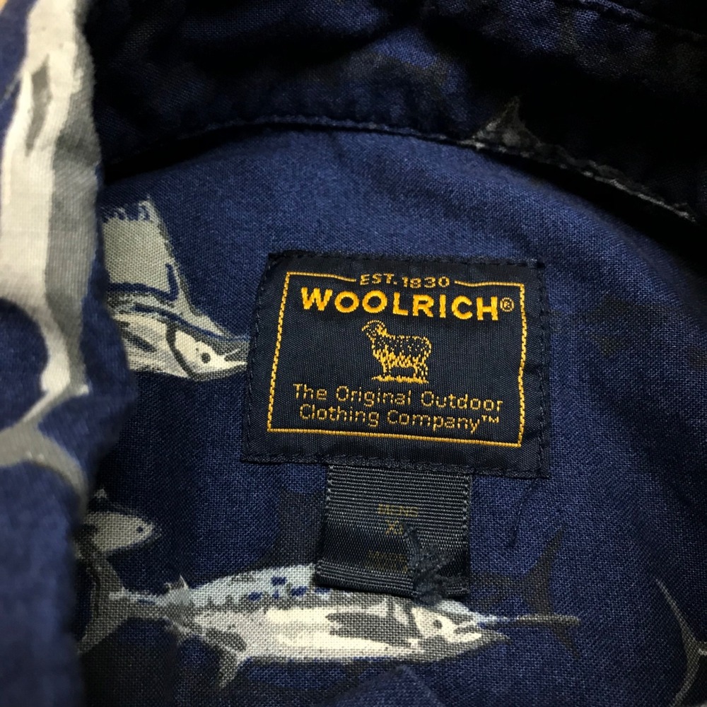 Woolrich Shirt Mens Size XL Blue Swordfish‎ Marlin Saltwater Fishing Button Up - Picture 3 of 11